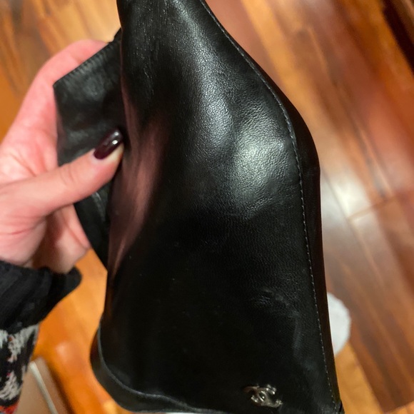 Auth Chanel black lambskin leather wedge booties - Picture 6 of 6